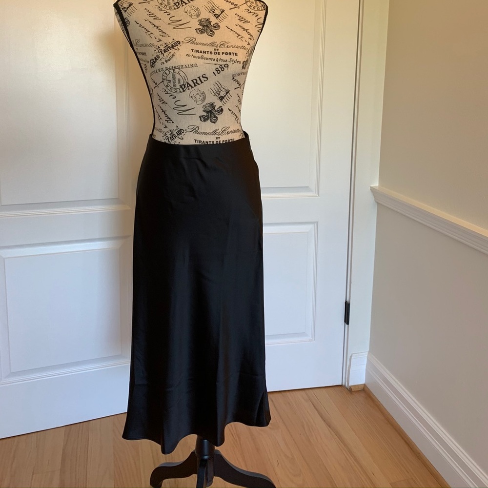 Black Midi Slip Skirt